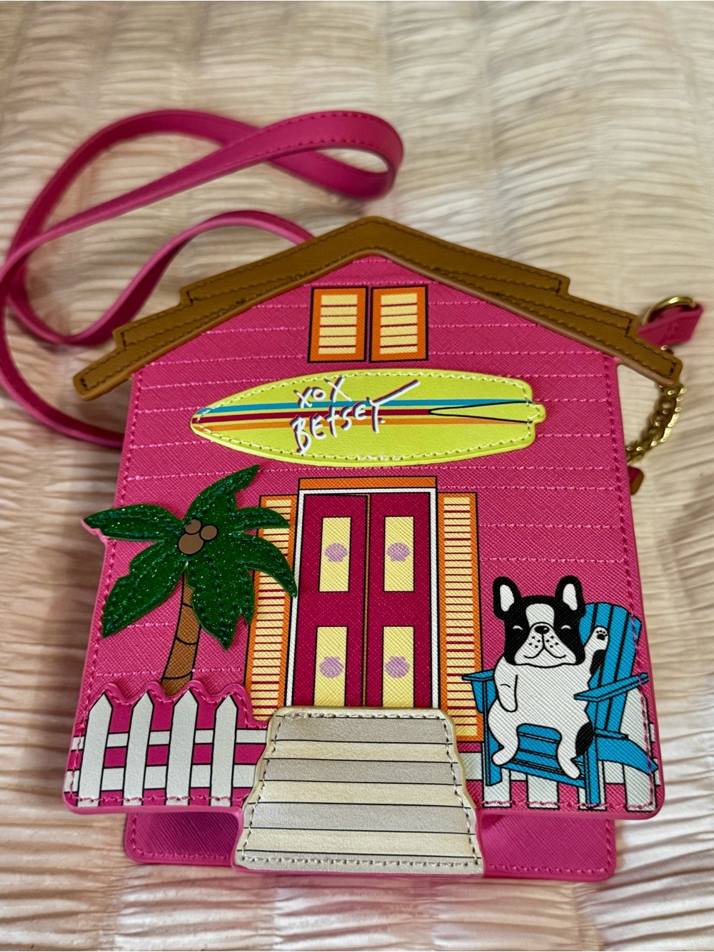 Betsey Johnson Bright Pink Beach House Novelty Crossbody